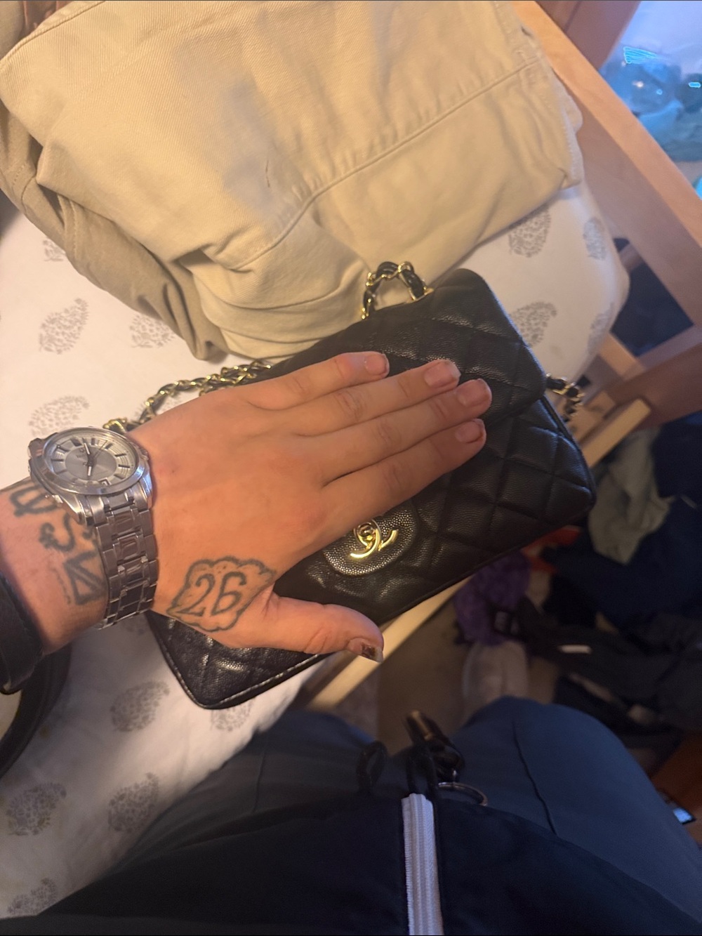 CHANEL Black Quilted Mini Shoulder Bag with Gold CC Turn-Lock